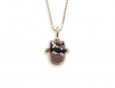 Handmade Vermeil Hamsa Charm Necklace - Snake Pattern