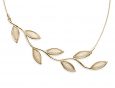 handmade long vermeil olive leaf necklace pearl