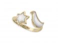 Handmade vermeil star of david and dove adjustable ring - pearl pattern