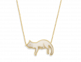 handmade vermeil napping cat necklace with white pattern