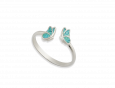 handmade silver butterfly adjustable ring turquoise pattern